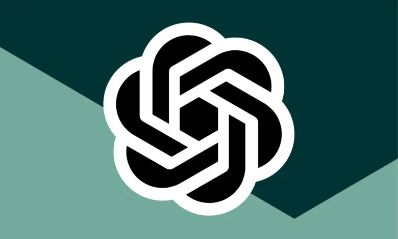 OpenAI logo on a teal and green background.