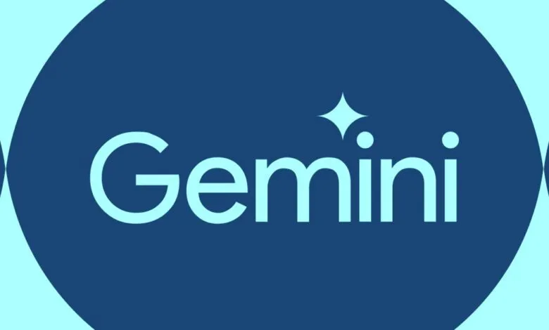 Gemini logo with light blue text on a dark blue circular background.