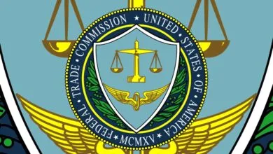 Federal Trade Commission seal featuring scales of justice and eagle.