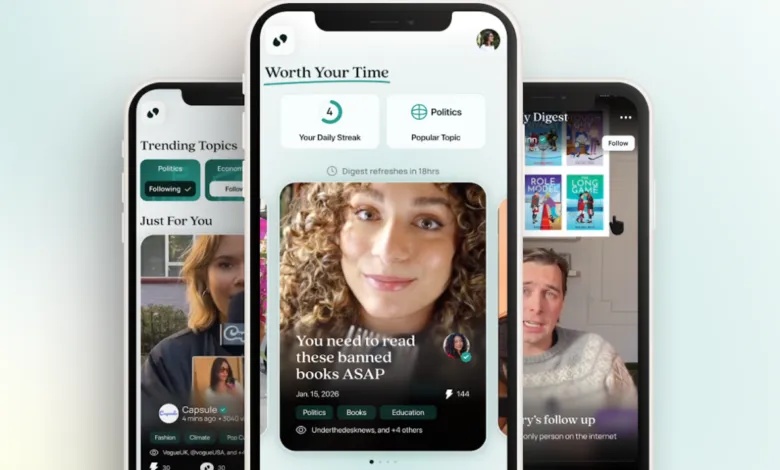 SaySo app interface on three iPhones showing trending topics and personalized digests.
