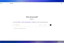 Screenshot of an AI interface asking 'What will you build?' with app integration options.
