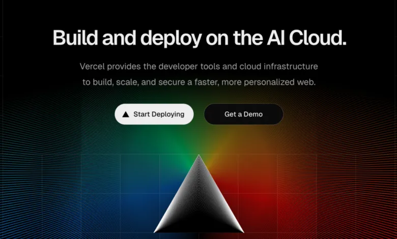 Vercel's AI Cloud platform with deployment and demo buttons.