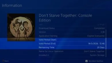 Screenshot of Don't Starve Together: Console Edition information on PlayStation.