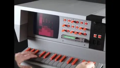 Custom-built synthesizer resembling a Nintendo console with keyboard and screen.