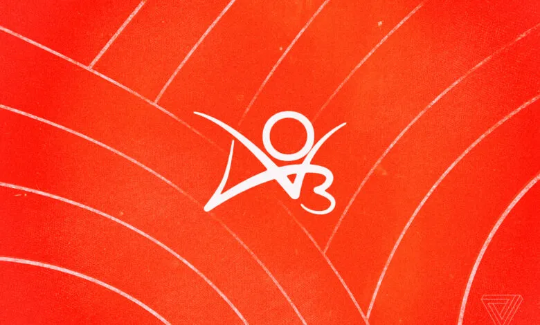 Archive of Our Own (AO3) logo on a textured red background with curved lines.