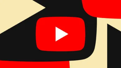 Abstract YouTube logo with red, black, and beige shapes.
