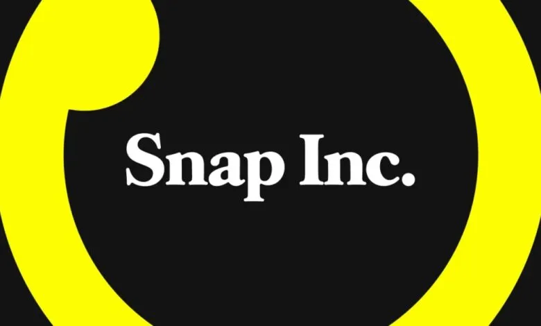 Snap Inc. logo on a black background with yellow design elements.