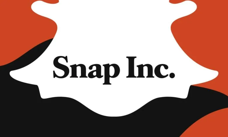 Snap Inc. logo displayed with abstract shapes in orange and black.