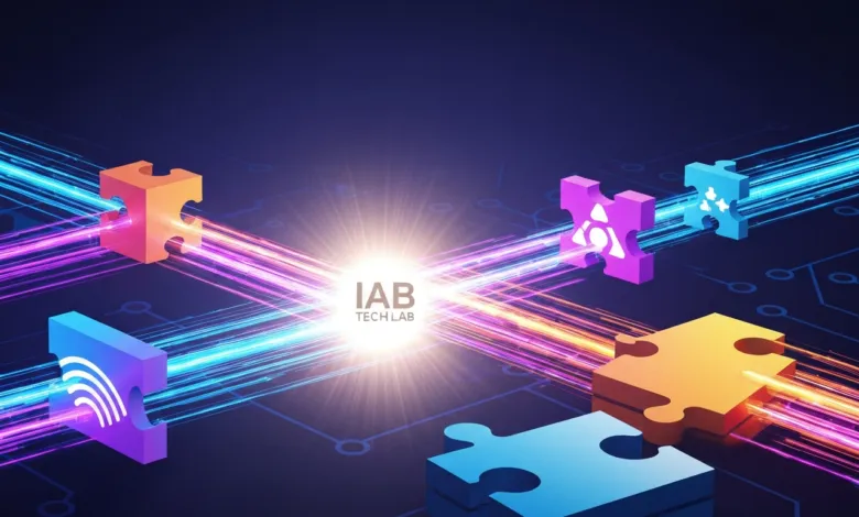IAB Tech Lab logo with colorful puzzle pieces and light streaks.