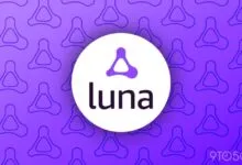 Amazon Luna logo on a purple patterned background.
