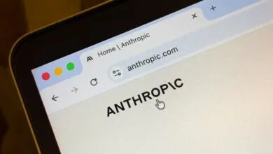 Close-up of a screen displaying the Anthropic website.