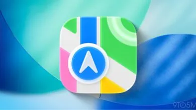 Apple Maps icon with colorful map sections and blue direction arrow.