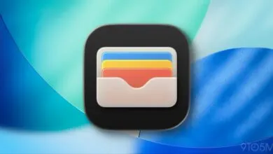Apple Wallet app icon on a blue and teal background.