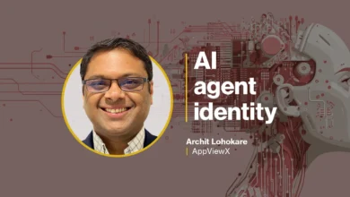 Archit Lohokare of AppViewX discusses AI agent identity in a promotional image.