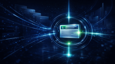 Abstract digital illustration of numbered document cards with glowing lines.