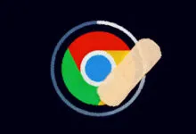 Chrome logo with a bandage, indicating a security patch.