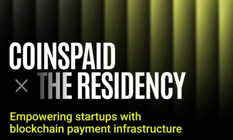 CoinsPaid and The Residency partnership graphic for blockchain startups.