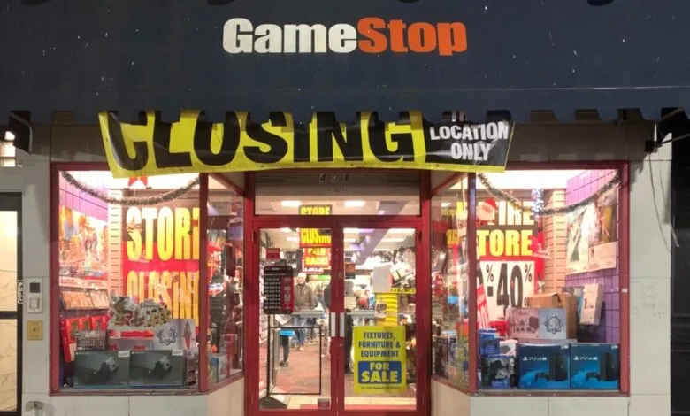 GameStop store with 'Closing Location Only' banner displayed.