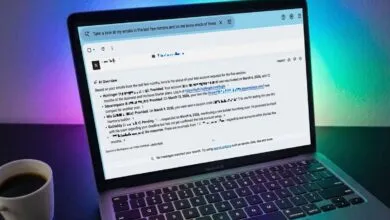 Laptop screen showing Gmail with AI overview of test account requests.