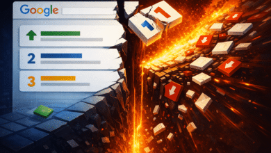 Google search results page fracturing, showing ranking volatility.