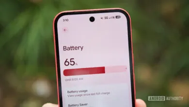 Smartphone screen displaying battery settings at 65% charge.