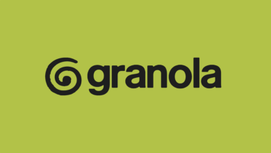 Granola logo with spiral symbol on light green background.