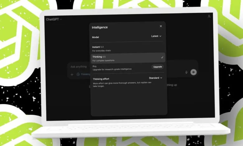 ChatGPT 5.5 interface displayed on a laptop screen.