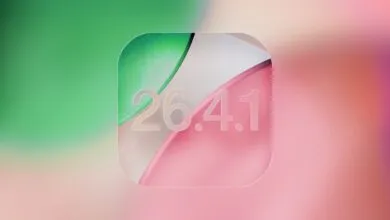 Abstract app icon with '26.4.1' on a blurred green and pink background.