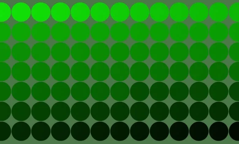 Rows of green circles, gradient from light to dark.