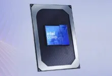 Close-up of an Intel Core processor with a blue and black design.