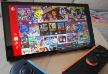 Nintendo Switch displaying a collection of classic NES game covers.