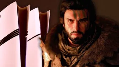 PlayStation 5 console with a character from the Lords of the Fallen game.