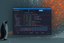 Little Snitch for Linux interface with penguin mascot, showing network connections.