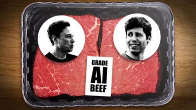 Two steaks in a package with Elon Musk and Sam Altman's faces.