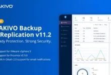 NAKIVO Backup & Replication v11.2 dashboard showing key metrics and features.