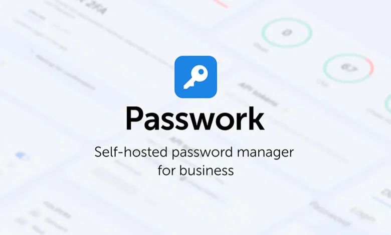 Passwork logo with key icon and text 'Self-hosted password manager for business'.