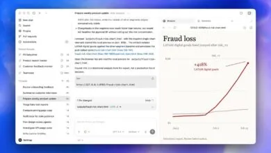 Screenshot of a productivity app showing a chat sidebar and a fraud loss analysis panel.