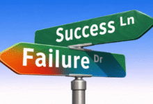 Street sign showing 'Success Ln' and 'Failure Dr' at an intersection.