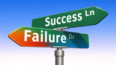 Street sign showing 'Success Ln' and 'Failure Dr' at an intersection.