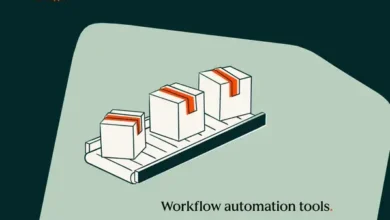 Illustration of boxes on a conveyor belt, representing workflow automation.
