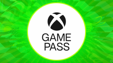 Xbox Game Pass logo on a vibrant green geometric background.
