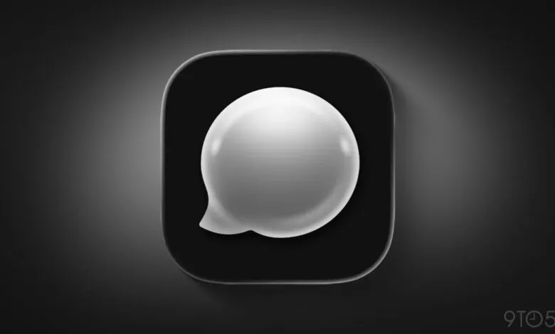 Monochrome app icon featuring a speech bubble on a rounded square background.
