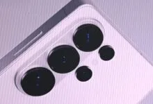 Close-up of a smartphone's camera array with multiple lenses.