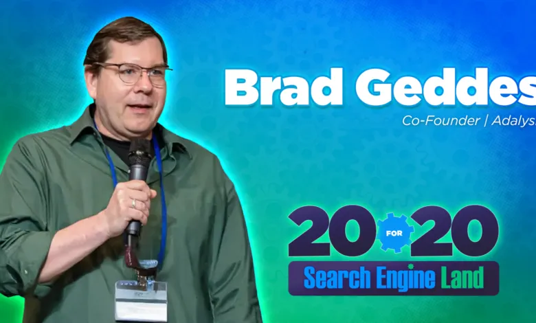 Brad Geddes speaking at Search Engine Land's 20-for-20 event.