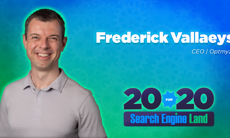 Frederick Vallaeys, CEO of Optmyzr, featured in '20 for 20' series.