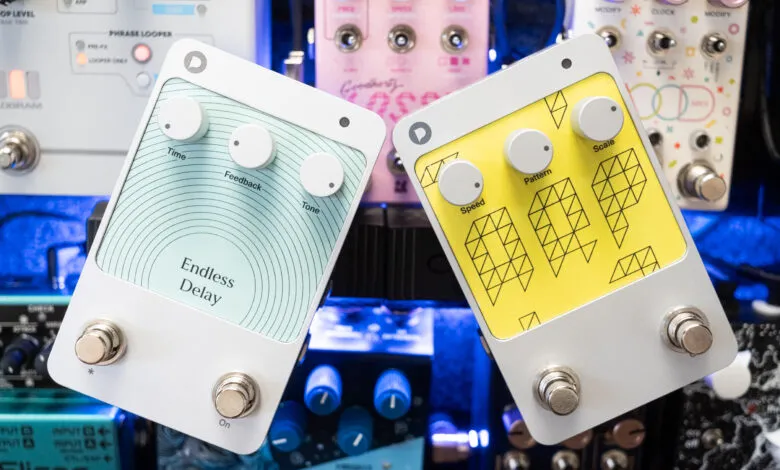 Two Polyend Endless series guitar pedals, one delay and one pattern generator.
