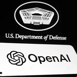 Logos of U.S. Department of Defense and OpenAI displayed together.