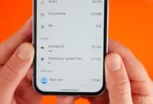 Android phone displaying storage settings, showing space used by apps and system.
