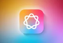 Rounded square icon with white looping design on colorful gradient background.