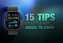 Apple Watch Ultra display showing time, depth, and other data.
